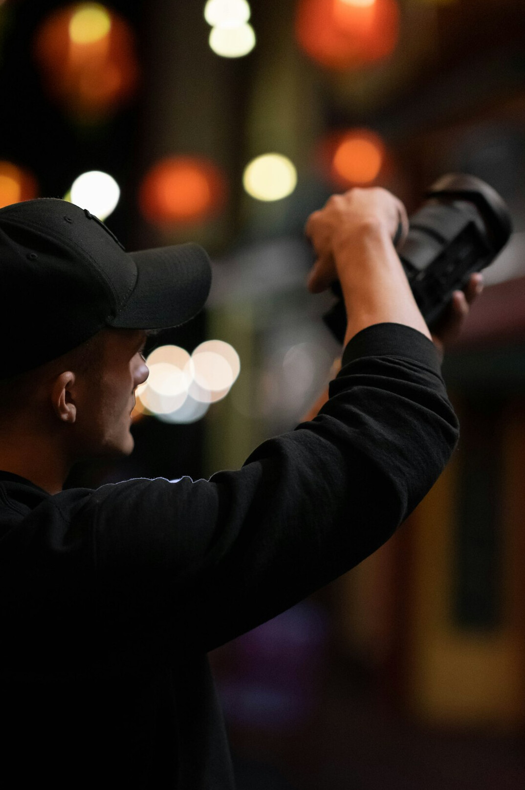 security guard using camera